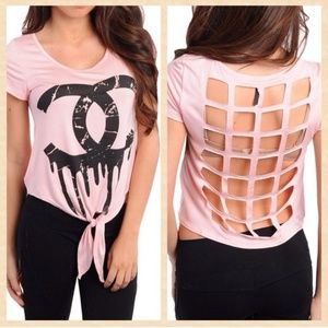 Pink Caged Back top